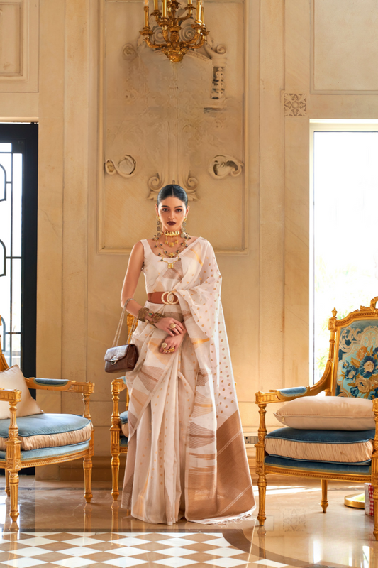 Handwoven Tissue Silk Saree with Elegant Weaving Work