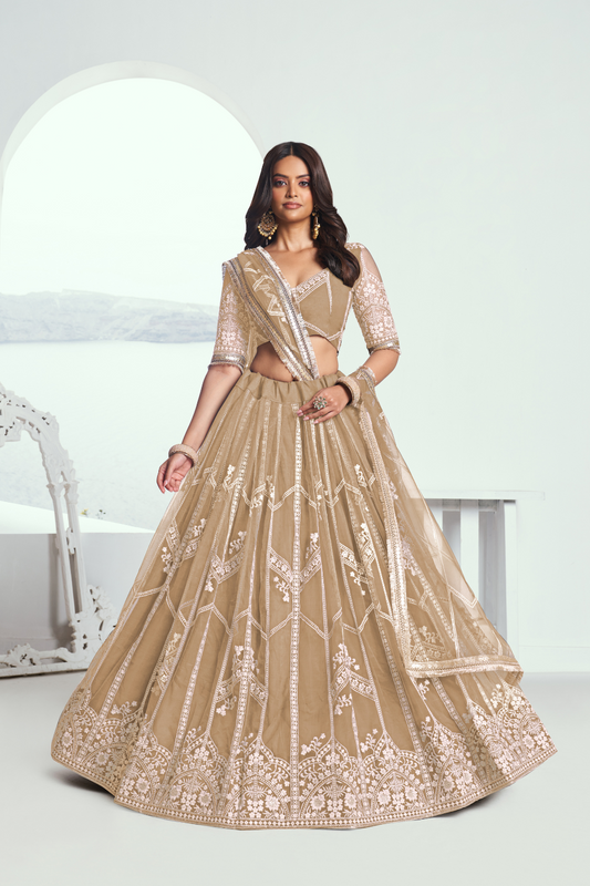 Graceful Net Lehenga Choli with Intricate Embroidery for Engagement Wear