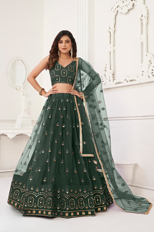 Trendy Butterfly Net Lehenga Choli with Intricate Thread & Sequin Work