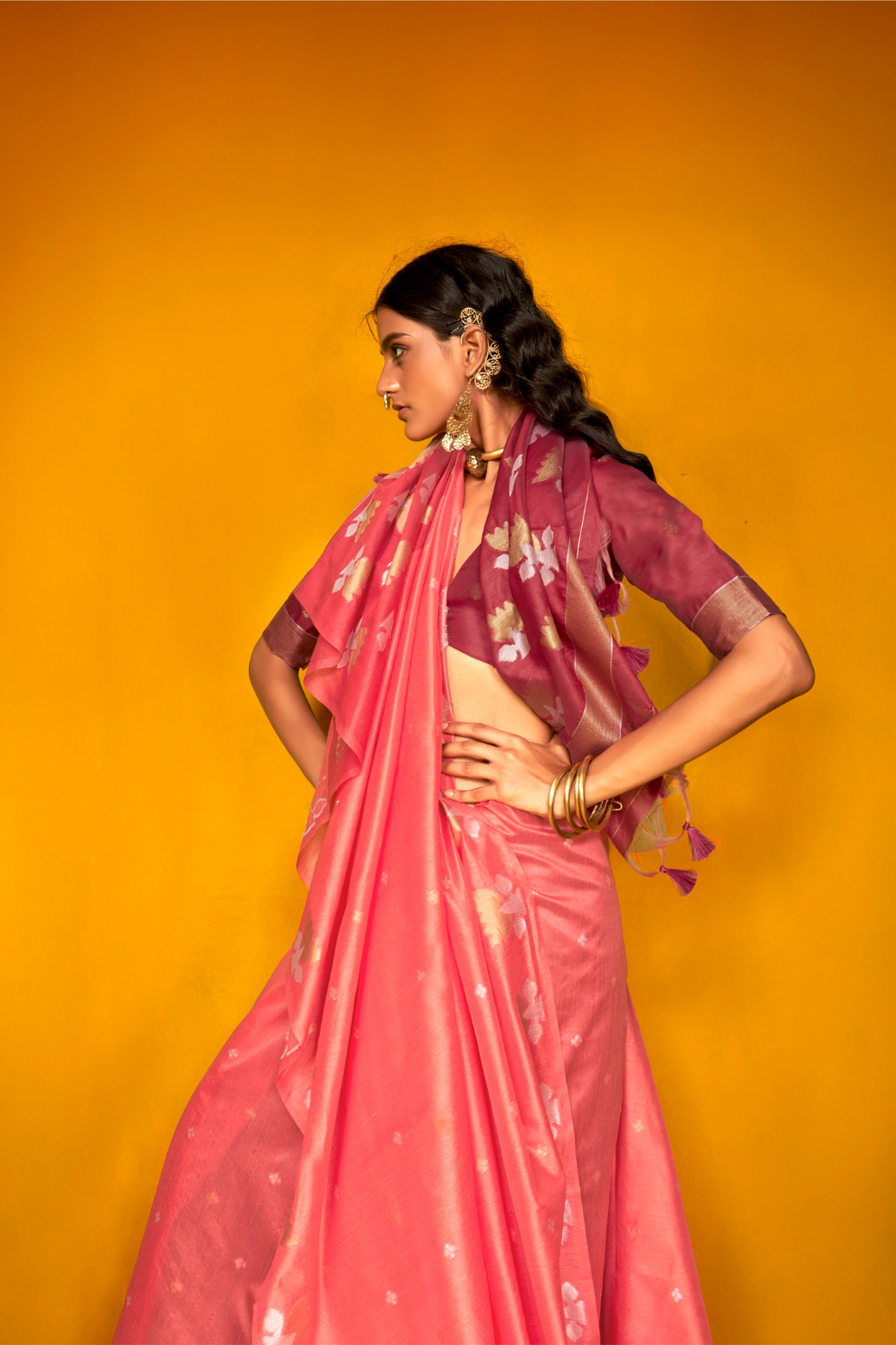 Tussar Handloom Weaving Silk Saree with Natural Finish Elegance