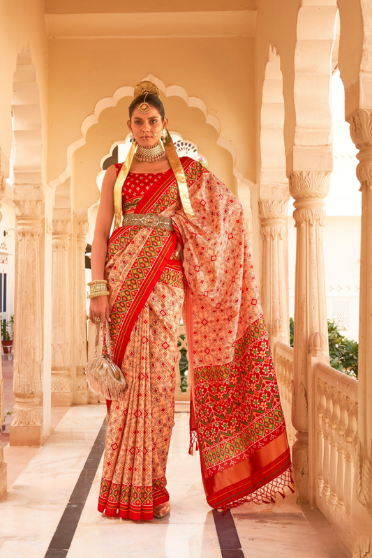Classic Tussar Silk Saree with Ethnic Print Detailing