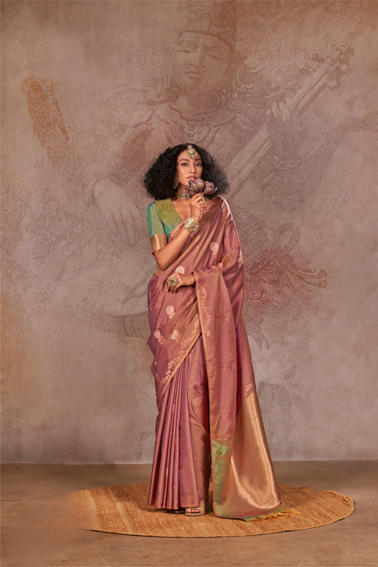Dual Tone Banarasi Silk Saree with Rich Zari Weaving Elegance