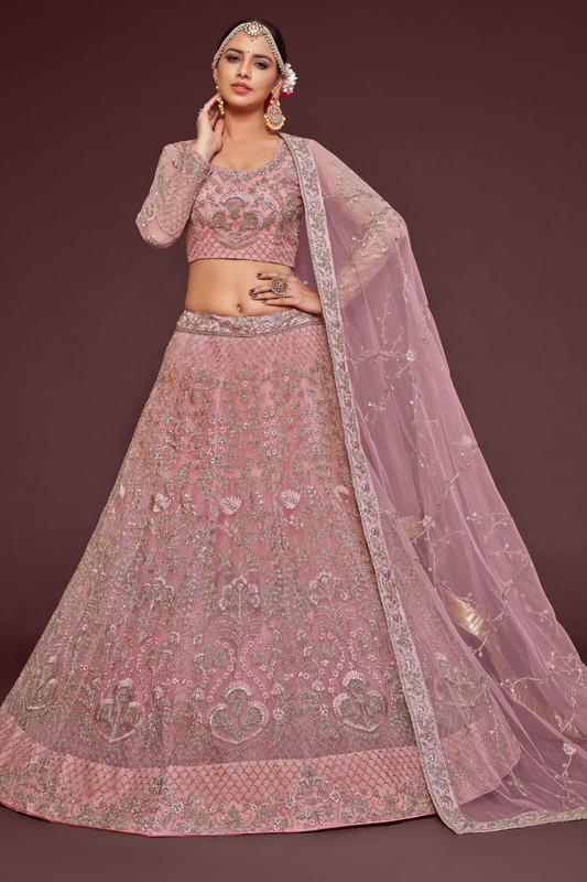 Trendy Net Dori Embroidered Lehenga Choli for Wedding