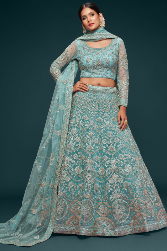 Trendy Net Dori Embroidered Lehenga Choli for Wedding