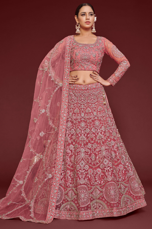 Trendy Net Dori Embroidered Lehenga Choli for Wedding