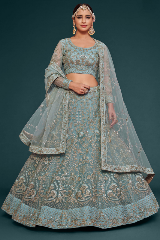 Trendy Net Dori Embroidered Lehenga Choli for Wedding