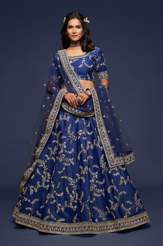 Thread Embroidered Silk Wedding Wear Lehenga Choli