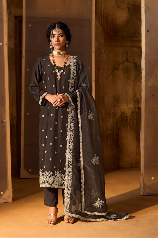 Bamberg Silk Salwar Suit with Elegant Eid Embroidery Design