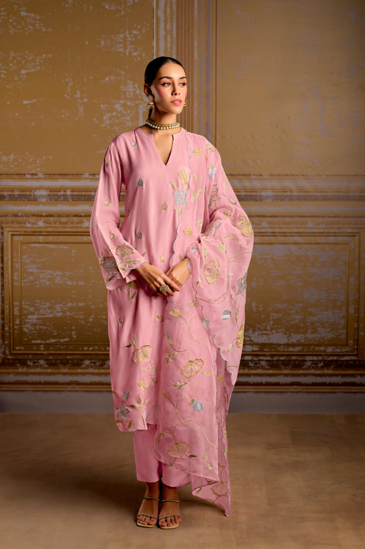 Traditional Embroidered Straight Salwar Suit in Elegant Style