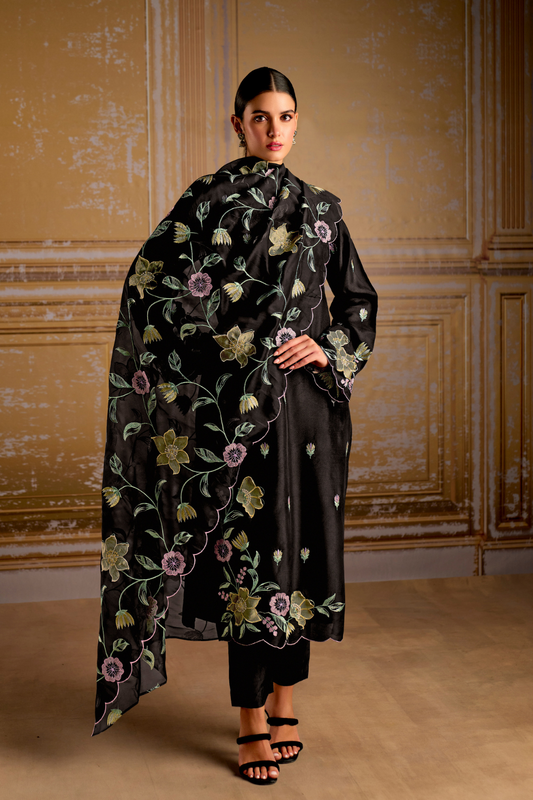 Traditional Embroidered Straight Salwar Suit in Elegant Style