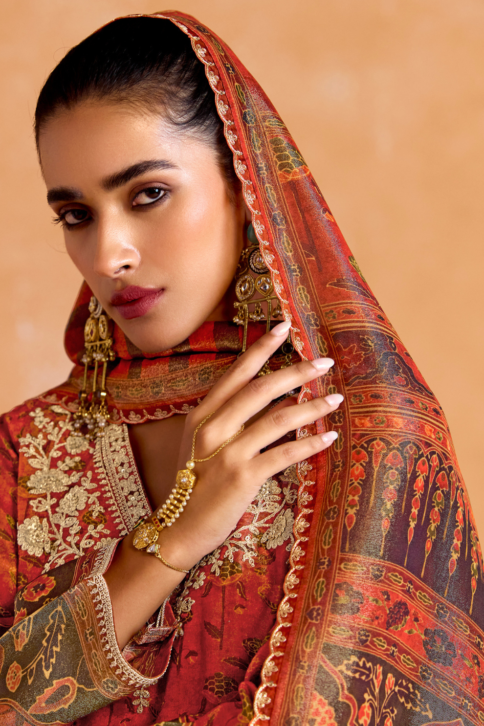 Pure Muslin Straight Salwar Suit with Ceremonial Pitta Embroidery