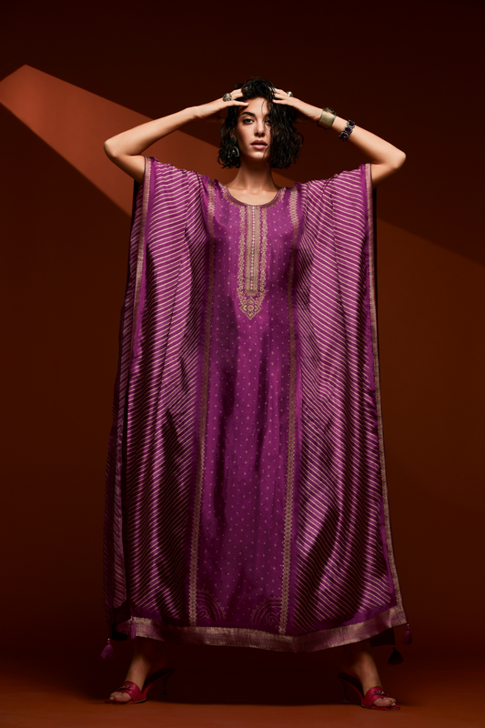 Viscose Bandhani Handwork Kaftan with Digital Print