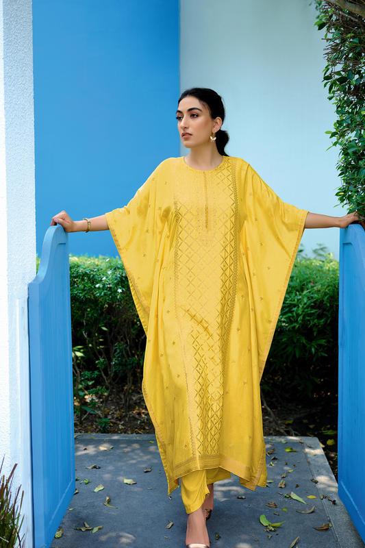 Elegant Viscose Woven Kaftan with Handwork Detailing