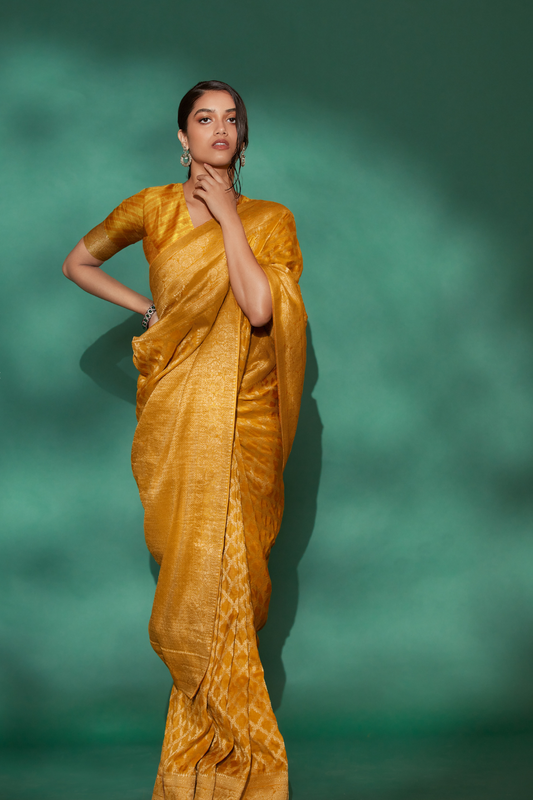 Classic Viscose Woven Solid Saree with Matching Blouse
