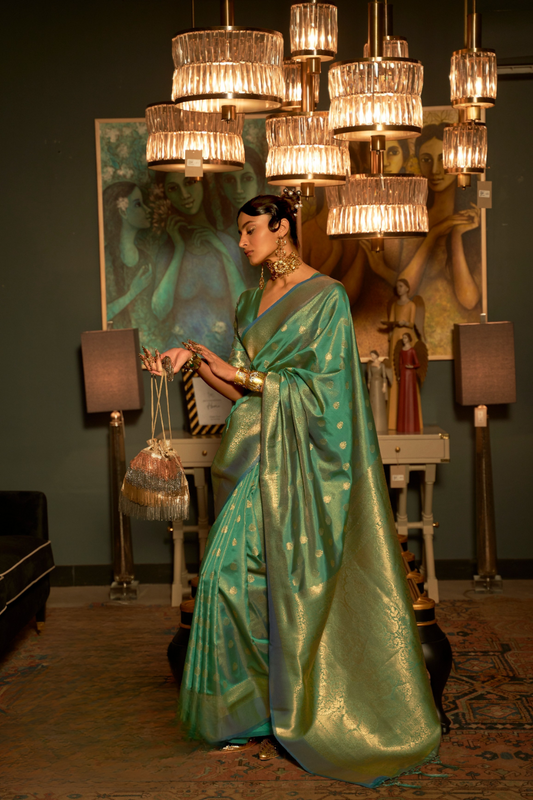 Zari Banarasi Saree with Ethnic Motifs Woven Design