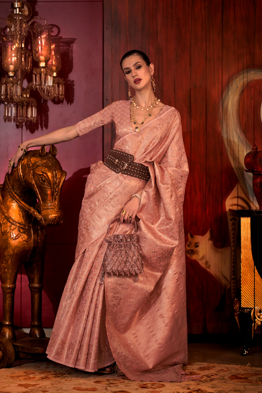 Zari Woven Banarasi Silk Blend Saree with Regal Detailing