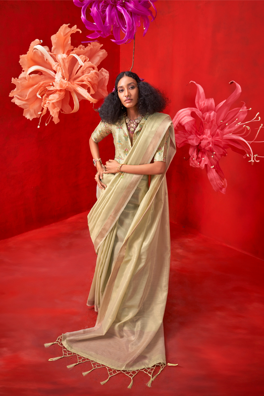 Tissue Handloom Silk Saree with Elegant Traditional Finish