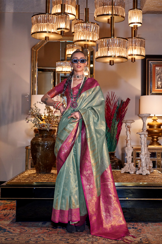 Tissue Silk Saree with Intricate Handloom Weaving Art