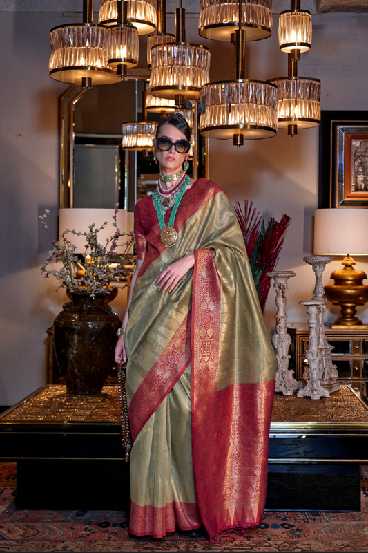 Tissue Silk Saree with Intricate Handloom Weaving Art