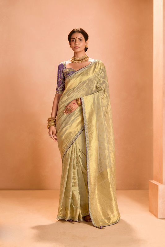 Banarasi Bridal Tissue Silk Saree with Traditional Royal Finish