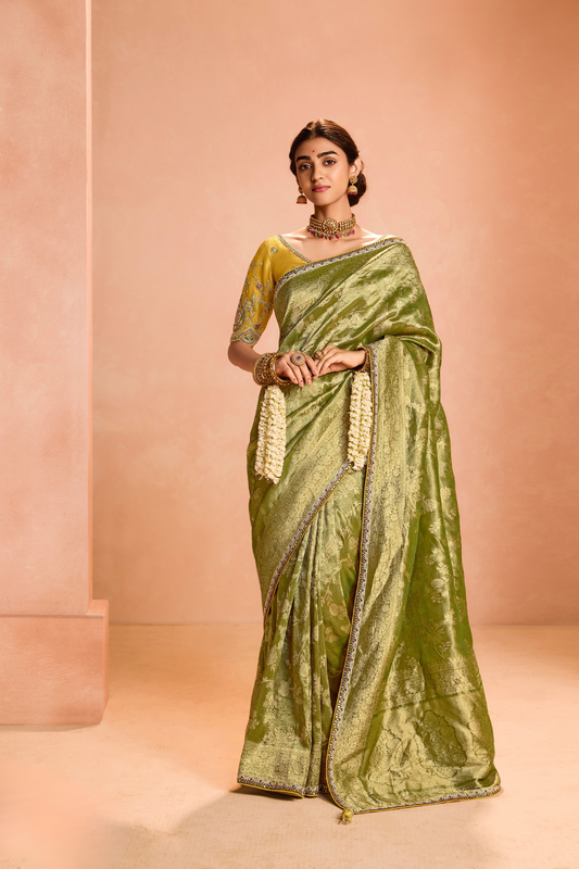 Banarasi Bridal Tissue Silk Saree with Traditional Royal Finish
