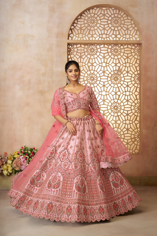 Designer Bridal Lehenga Featuring Imperial Embroidery and Whimsical Patterns