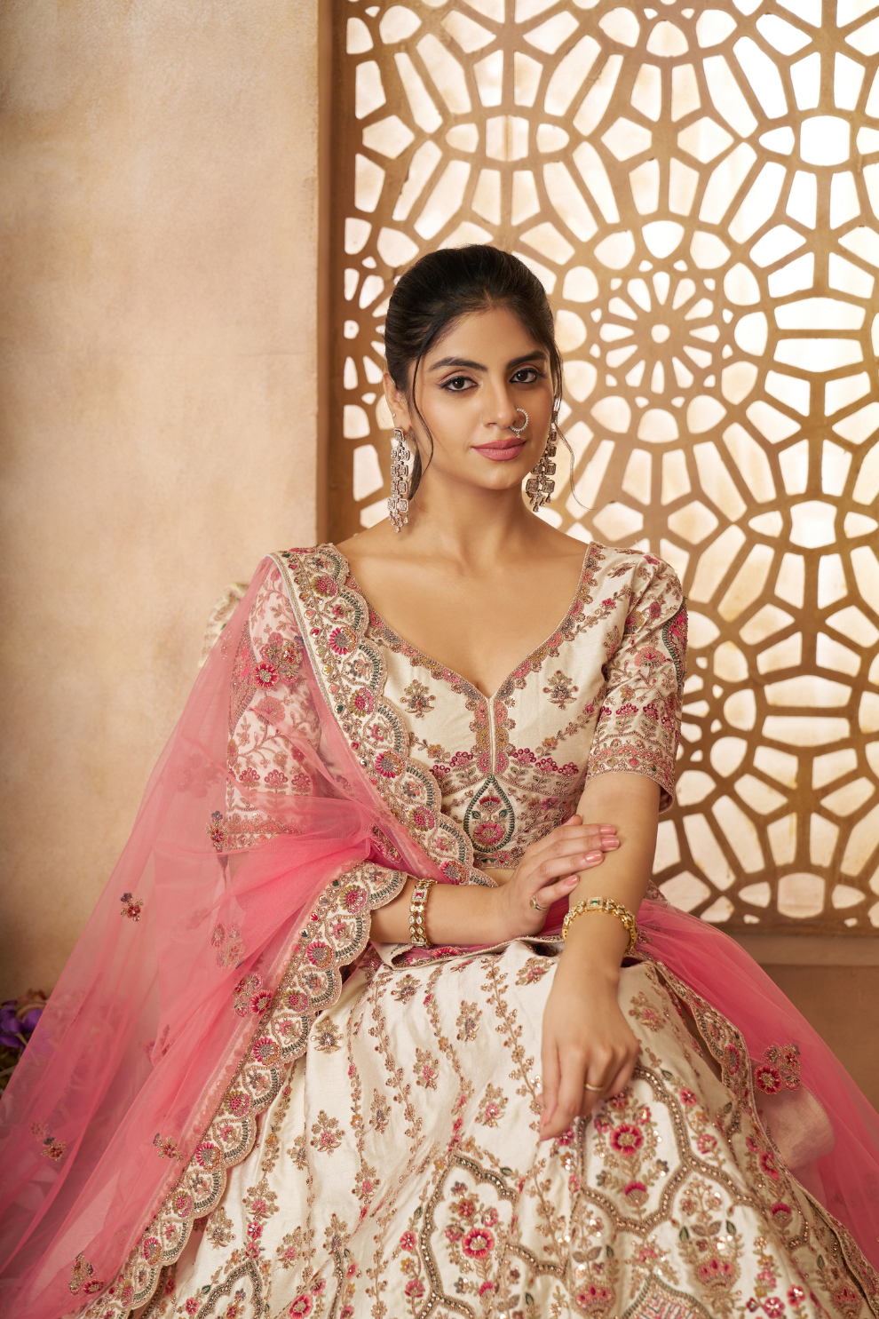 Designer Bridal Lehenga Featuring Imperial Embroidery and Whimsical Patterns