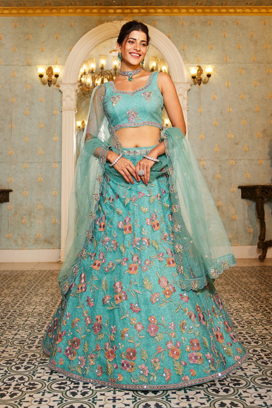 Traditional Net Lehenga Choli & Dupatta with Rich Coding