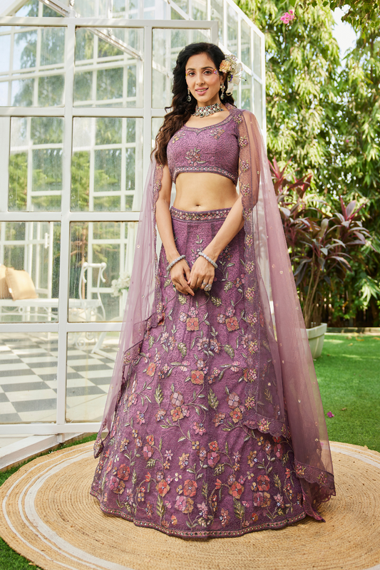 Traditional Net Lehenga Choli & Dupatta with Rich Coding