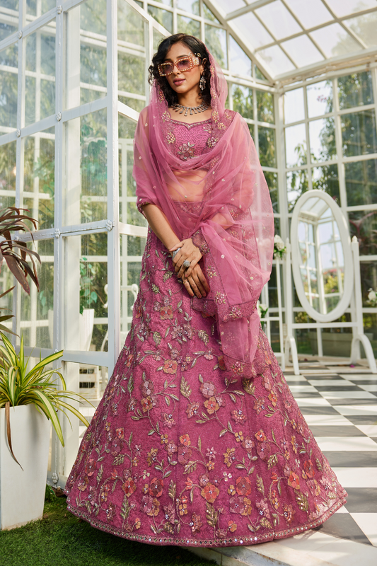 Traditional Net Lehenga Choli & Dupatta with Rich Coding
