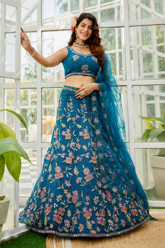 Traditional Net Lehenga Choli & Dupatta with Rich Coding
