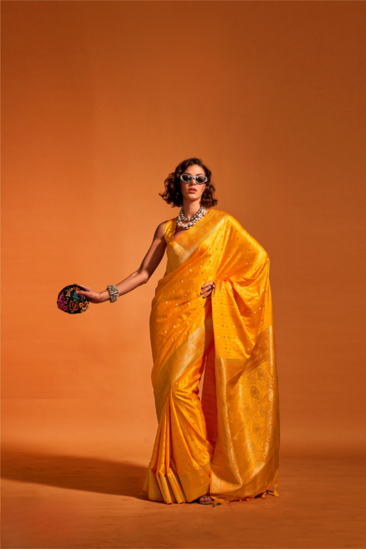 Woven Design Zari Satin Banarasi Saree with Rich Detailing