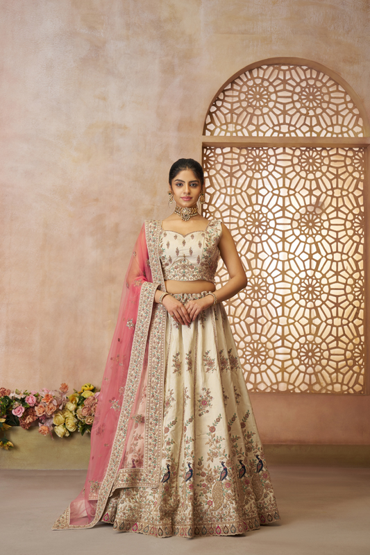 Heritage-Inspired Zari Weaving Silk Lehenga Choli with Elegant Dupatta