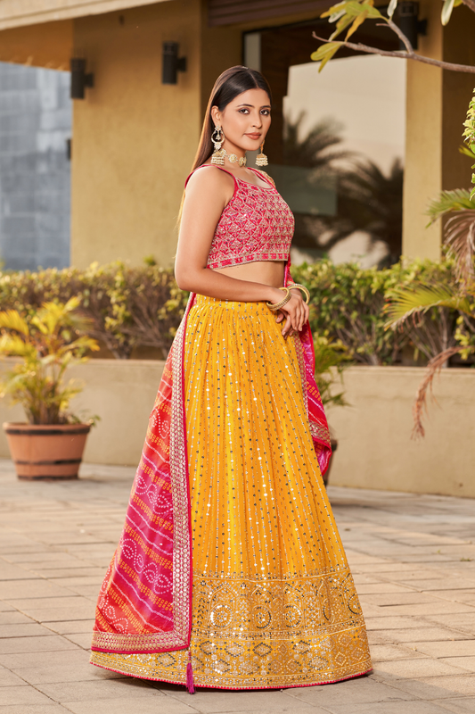 Elegant Digital Printed Ensemble with Sequins, Zari, Thread & Dori Embroidery