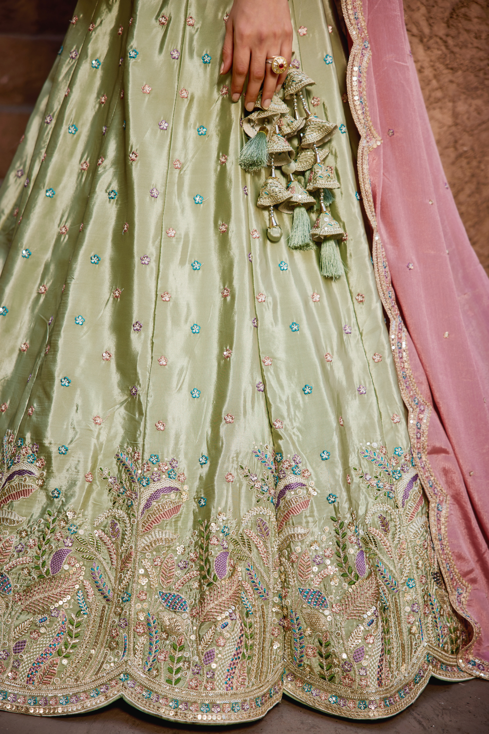 Designer Satin Silk Sequin Embroidered Lehenga Choli with Dupatta