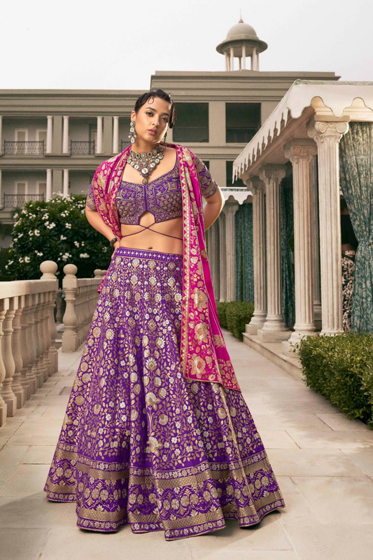 Purple Majesty Embroidered Ensemble with Rich Detailing - LaVante Fashion