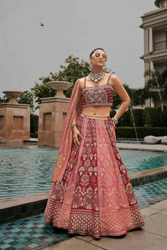 Graceful Pink Silk Embroidered Bridal Lehenga Choli - LaVante Fashion