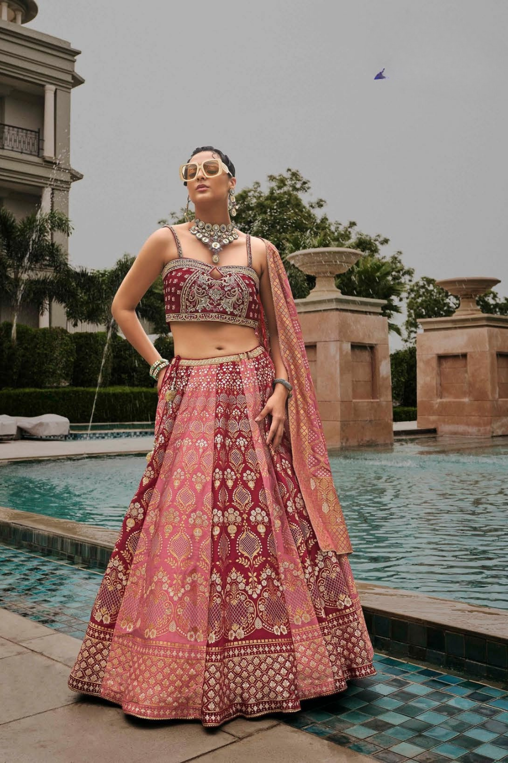 Graceful Pink Silk Embroidered Bridal Lehenga Choli - LaVante Fashion