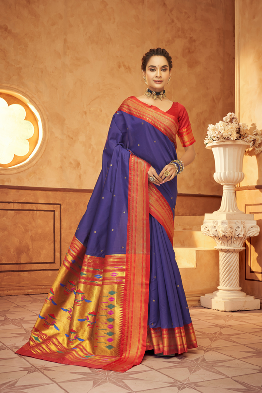 Pure Paithani Silk Saree with Traditional Zari Weaving - LaVante Fashion