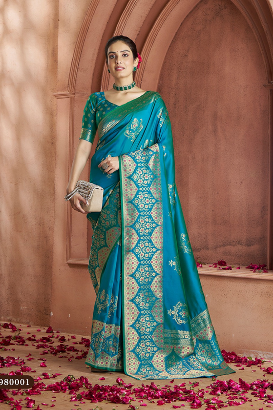 Pure Soft Banarasi Silk Saree with Traditional Weaving - LaVante Fashion