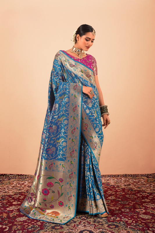 Elegant Pure Paithani Silk Woven with Timeless Zari - LaVante Fashion