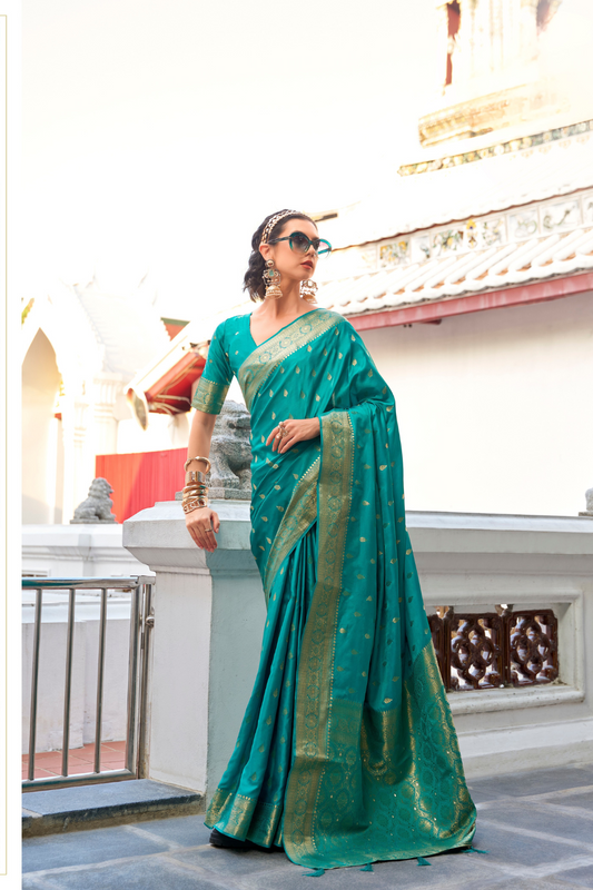 Heritage Zari Woven Pure Satin Silk Saree for Festive Elegance