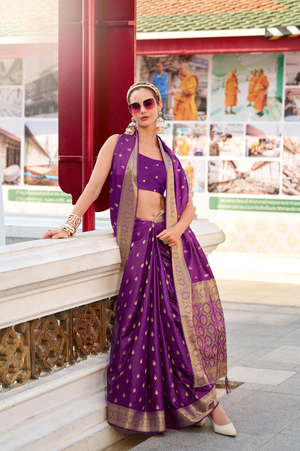 Heritage Zari Woven Pure Satin Silk Saree for Festive Elegance
