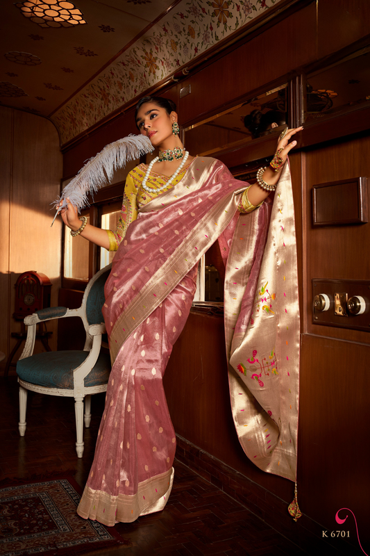 Pure Tissue Paithani Saree with Heavy Contrast - LaVante Fashion