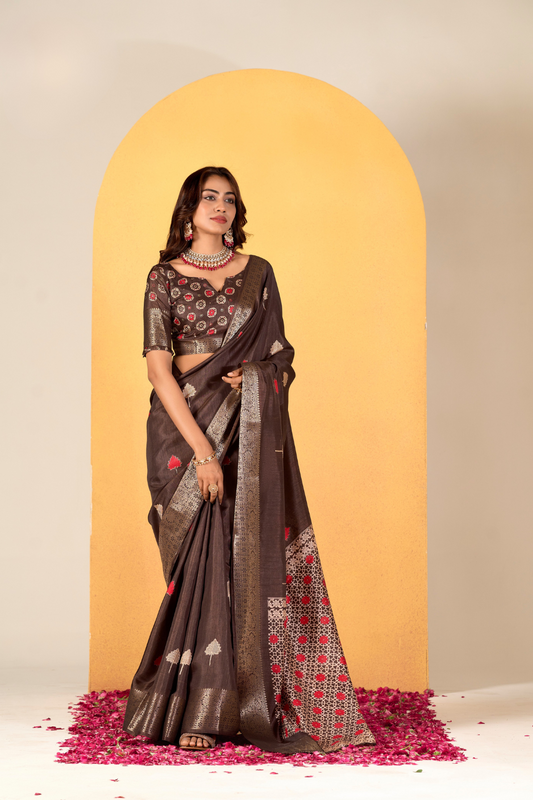 Soft Dola Silk with Foil Print and Dusty Tone Matching - LaVante Fashion