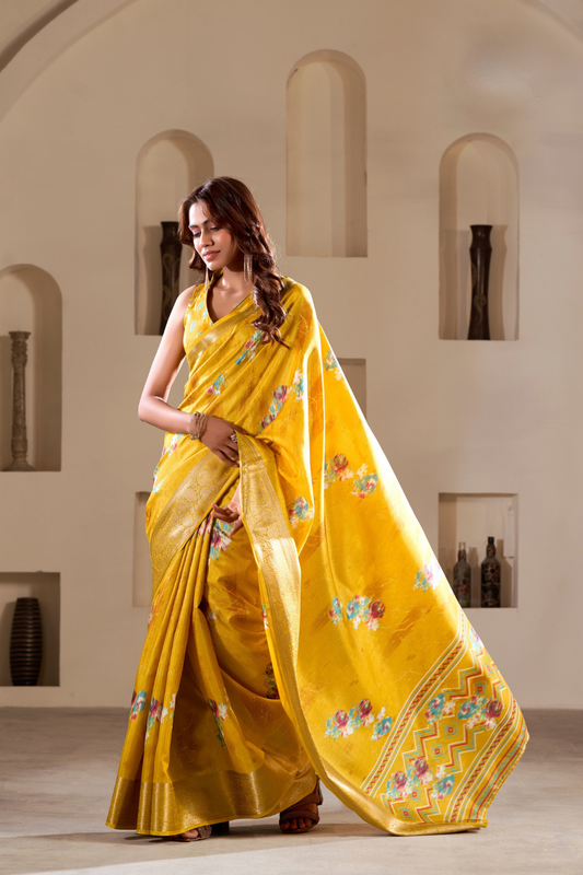 Soft Dola Silk with Foil Print and Dusty Color Matching - LaVante Fashion