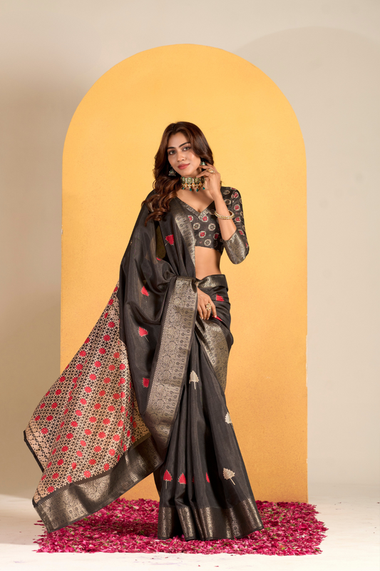 Soft Dola Silk with Foil Print and Dusty Tone Matching - LaVante Fashion
