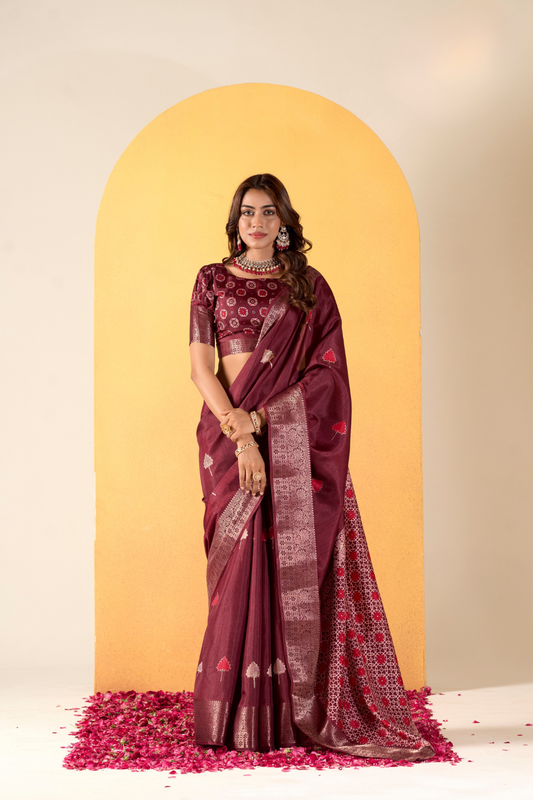 Soft Dola Silk with Foil Print and Dusty Tone Matching - LaVante Fashion