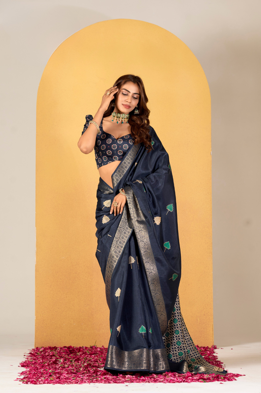 Soft Dola Silk with Foil Print and Dusty Tone Matching - LaVante Fashion