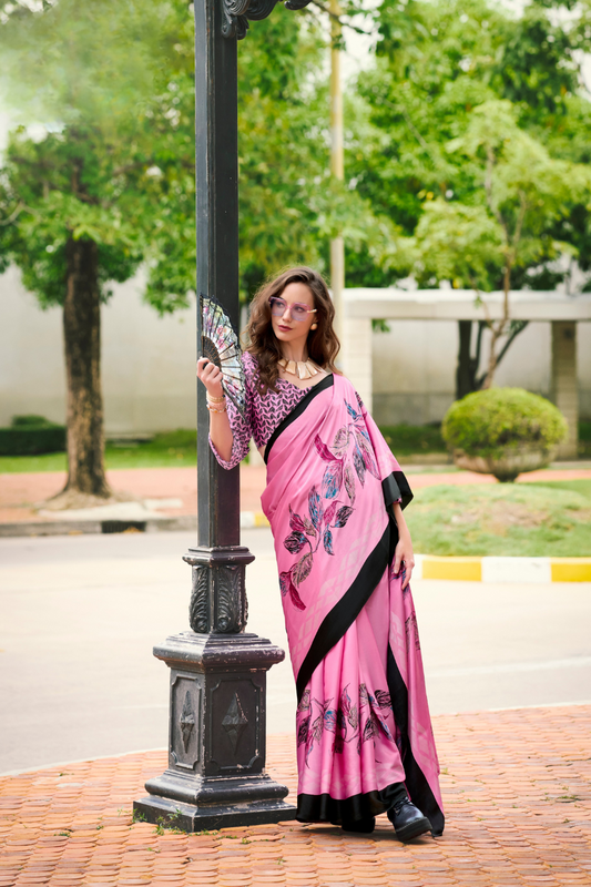 Premium Japan Satin Silk Saree – Smooth, Heavy-Drape & Luxurious Feel - LaVante Fashion